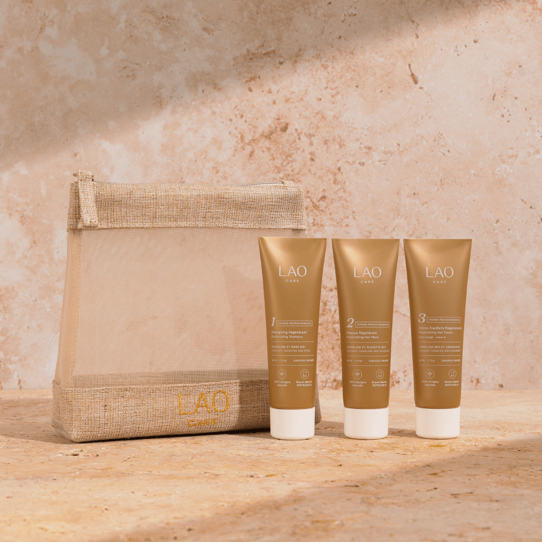 Trousse Voyage Cure Régénérante LAO Care, format nomade de la routine bio