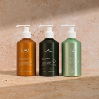 LAO Care Soft Curls Routine: shampoo, conditioner and curl gel in 200 ml bottles