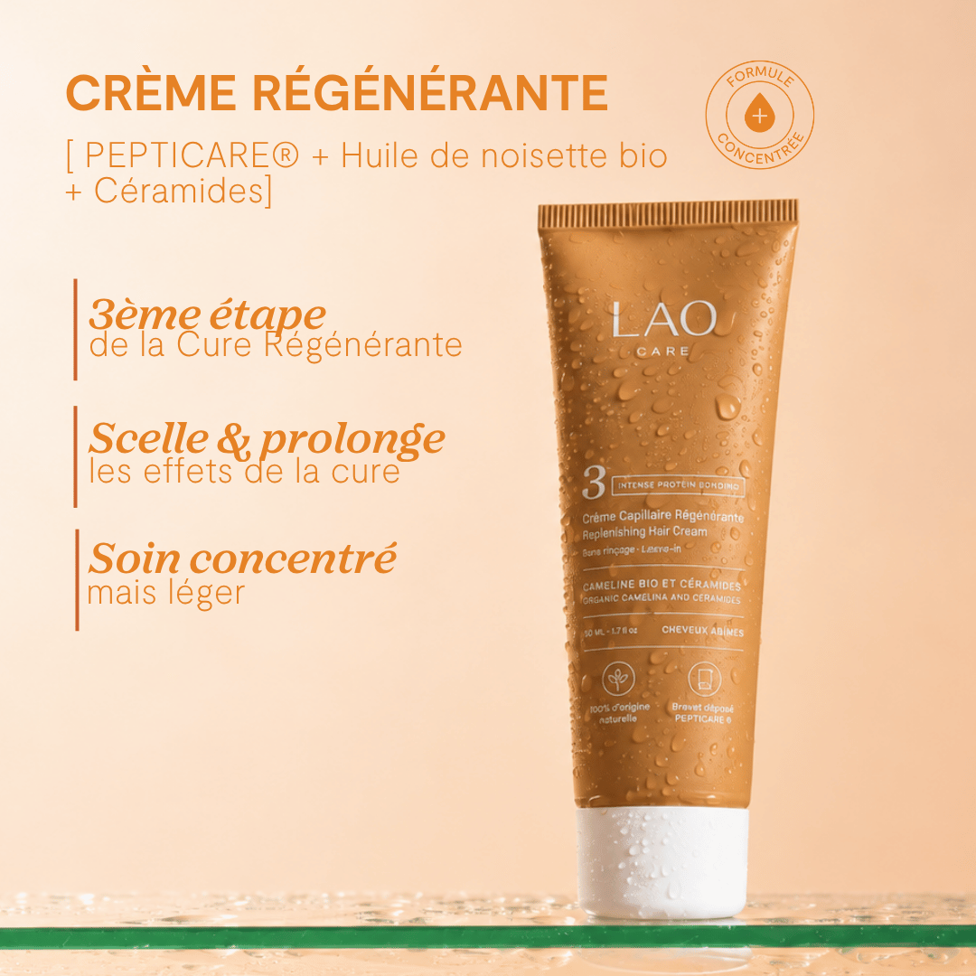 Crème Régénérante Bond Repair LAO Care format voyage, PEPTICARE, noisette bio et céramides