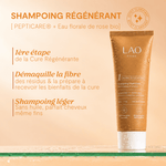 Bond Repair Shampoo von LAO Care in Reisegröße, PEPTICARE und Bio-Rosenblütenwasser