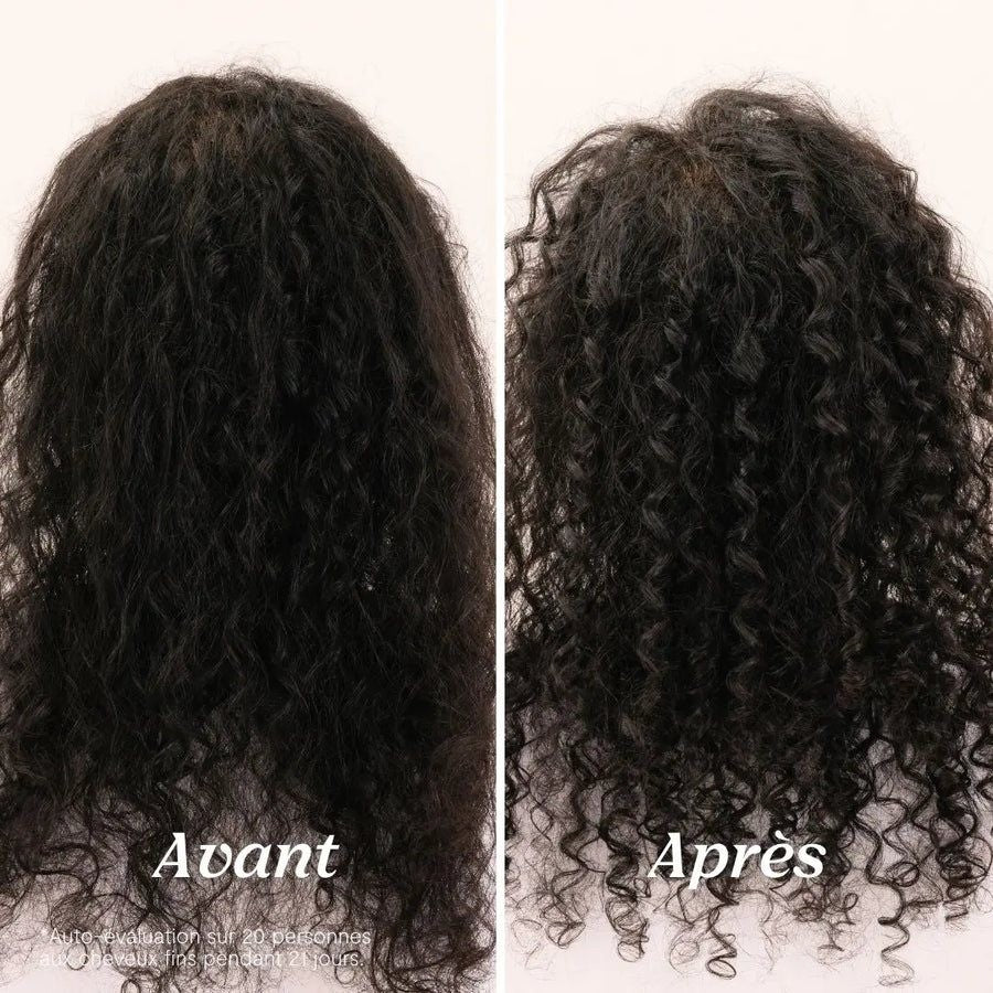 Avant et après la Gelée Boucles Légères sur cheveux noirs frisés